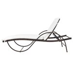 vidaXL Chaise longue avec coussin et table Résine tressée Marron
