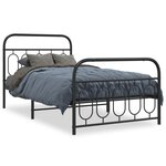 vidaXL Cadre de lit métal sans matelas avec pied de lit noir 100x190cm