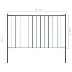 vidaXL Panneau clôture poteau Acier enduit poudre 1 7x1 25m Anthracite