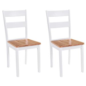 vidaXL Chaises à manger lot de 2 blanc bois hévéa massif
