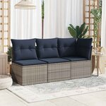 vidaXL Chaise de jardin sans accoudoirs avec coussins gris poly rotin