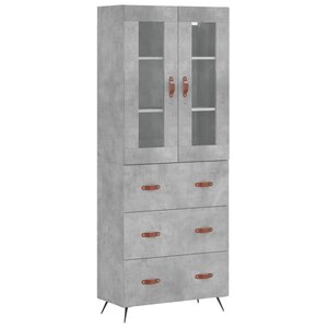 vidaXL Buffet haut Gris béton 69 5x34x180 cm Bois d'ingénierie