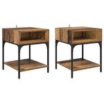 vidaXL Table de chevet 2 Pièces Bois ancien 40 x 40 x 50 cm