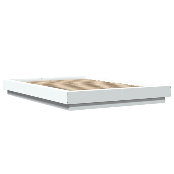 vidaXL Cadre de lit avec lumières LED blanc 140x190 cm bois ingénierie