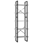 vidaXL Bibliothèque à 5 niveaux Gris béton 60x30x175cm Bois ingénierie
