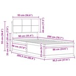 vidaXL Cadre de lit avec tête de lit rembourrée Noir 90 x 200 cm