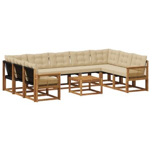 vidaXL Ensemble de canapés d'extérieur 10 Pièces Naturel et Beige