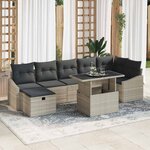 vidaXL Ensemble de canapé de jardin 8 Pièces Gris clair polyrotin