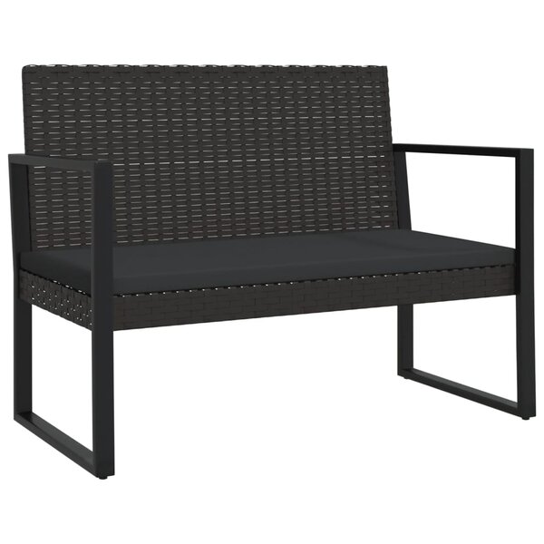 vidaXL Banc de jardin avec coussins noir 106 cm résine tressée