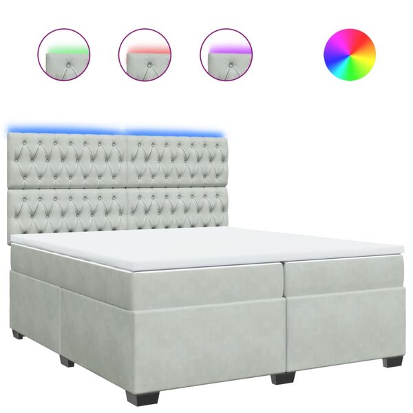 vidaXL Sommier à lattes de lit et matelas Gris clair 200x200cm Velours