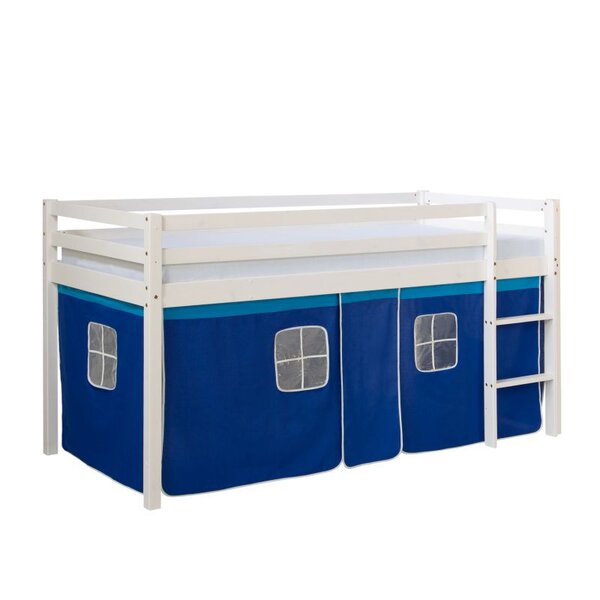 Lit bleu mi-haut 90x200 cm avec sommier matelas