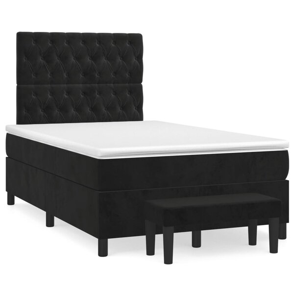 vidaXL Sommier à lattes de lit avec matelas Noir 120x200 cm Velours