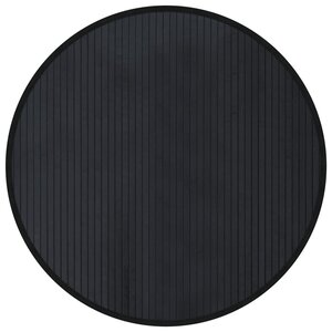 vidaXL Tapis rond noir 80 cm bambou