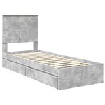 vidaXL Lit de Rangement Gris béton 75 x 190 cm Bois d'ingénierie