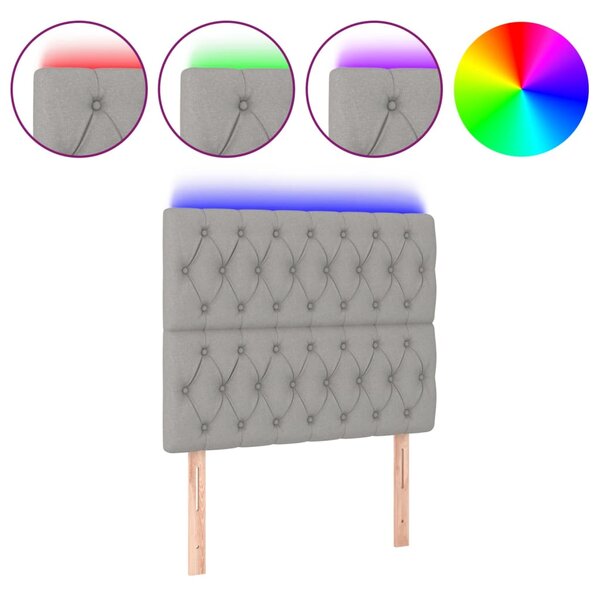 vidaXL Tête de lit à LED Gris clair 90x7x118/128 cm Tissu
