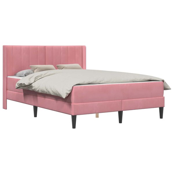 vidaXL Cadre de lit avec matelas Rose 120 x 190 cm Velours