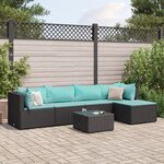 vidaXL Salon de jardin 6 Pièces avec coussins Noir Résine tressée