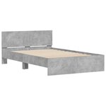 vidaXL Cadre de lit avec tête de lit et LED gris béton 135x190 cm