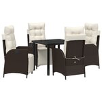vidaXL Ensemble de 5 pièces de salle à manger de jardin Rattan Poly marron