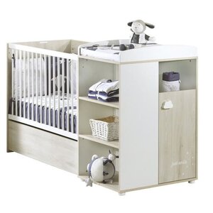 Lit bébé combiné évolutif Smile hêtre Cendré