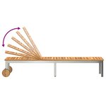 vidaXL Chaise longue avec roues 207x58x35 cm en bois d'acacia et acier inoxydable