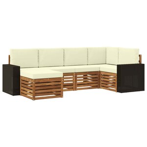 vidaXL Ensemble de canapés d'extérieur 6 pc Naturel et Crème Polyester