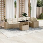 vidaXL Salon de jardin avec coussins 7 Pièces beige résine tressée