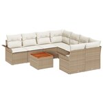 Ensemble de canapé de jardin de 9 pièces avec coussins beige en poly rotin et acacia
