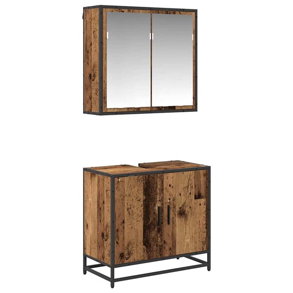 vidaXL Ensemble de mobilier de salle de bain 2 Pièces Bois Ancien