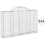 vidaXL Paniers à gabions arqués 14 Pièces 200x30x120/140 cm Fer galvanisé