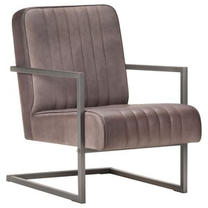 vidaXL Chaise de canapé cantilever marron délavé cuir véritable
