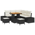 vidaXL Ensemble de canapé de jardin avec coussin 8 Pièces Noir Poly rotin