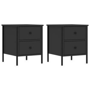 vidaXL Tables de chevet 2 Pièces noir 40x42x50 cm bois d’ingénierie