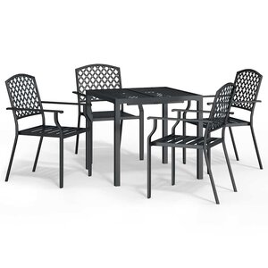 vidaXL Ensemble à manger de jardin 5 Pièces anthracite acier