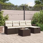 vidaXL Ensemble de canapé de jardin 6 Pièces Marron Poly rotin