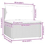 vidaXL Canapé central de jardin avec coussins noir résine tressée