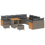 vidaXL Ensemble de canapé de jardin avec coussin 13 Pièces Gris