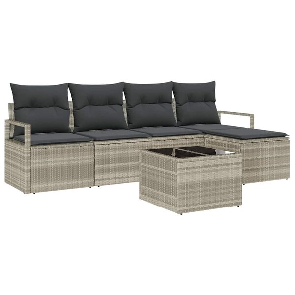 vidaXL Ensemble de canapé de jardin avec coussin 6 Pièces Gris clair