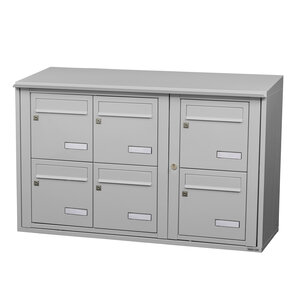 Bloc collectif Leabox 3x2  grade 3  simple face  extérieur  fixation murale  gris clair ral 7035 finition brillante