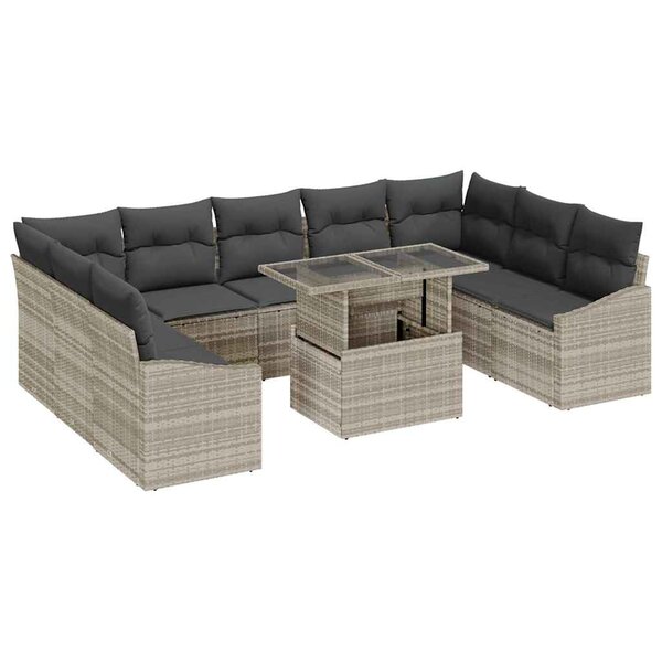 vidaXL Ensemble de canapé de jardin 10 Pièces Beige  Gris foncé