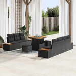 vidaXL Ensemble de canapé de jardin 10 Pièces Noir Poly rotin