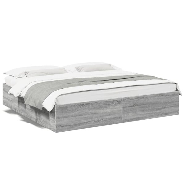 vidaXL Cadre de lit sans matelas sonoma gris 200x200 cm