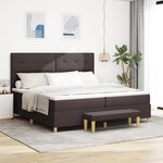 vidaXL Lit à Ressorts avec Matelas & Banquette Marron Foncé 200x200 cm Tissu