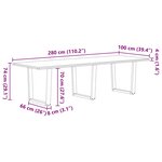 vidaXL Table à manger avec bord naturel 280x100x74cm bois massif chêne