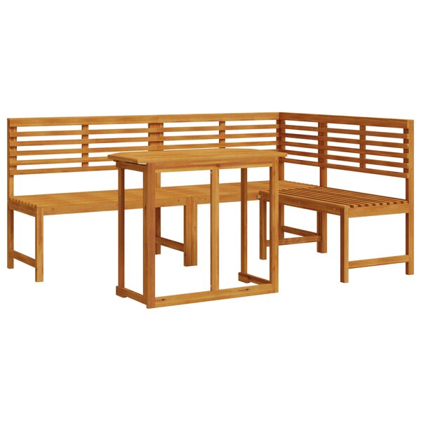 Set de bistro de jardin 3 pièces en bois massif d'acacia