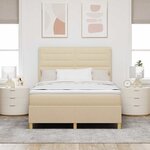 vidaXL Lit à ressort LED avec matelas Crème 140 x 190 cm tissu