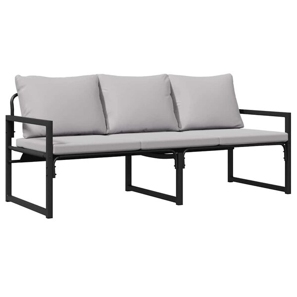 vidaXL Mobilier de jardin avec coussin Noir 180 x 72.5 x 71 cm Acier