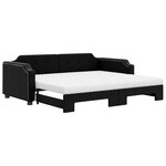 vidaXL Lit de jour avec gigogne et matelas noir 100x200 cm tissu