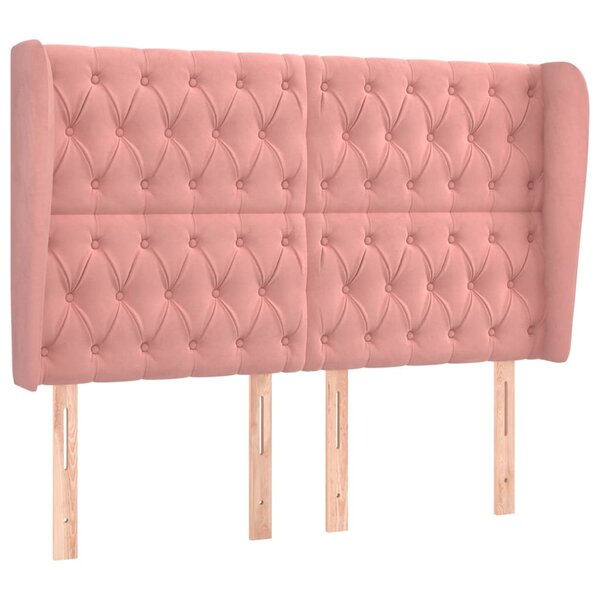 vidaXL Tête de lit avec oreilles Rose 147x23x118/128 cm Velours