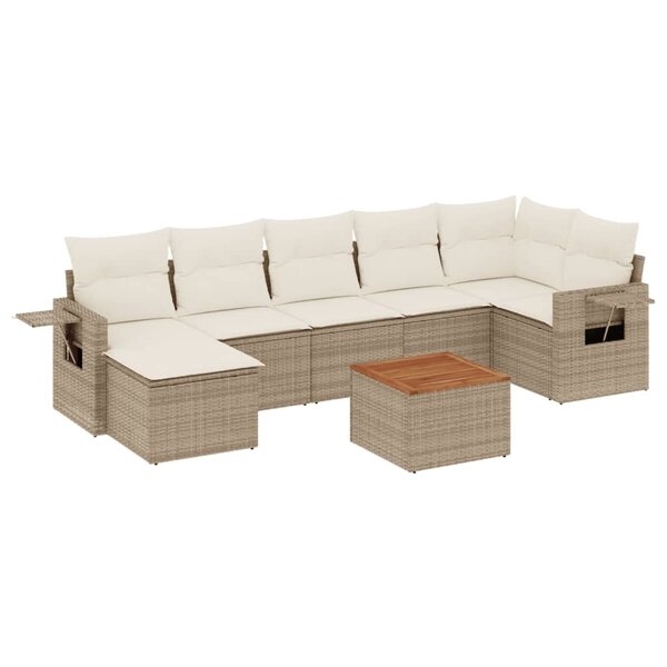 vidaXL Salon de jardin avec coussins 8 Pièces beige résine tressée